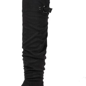 Women's Suede Over The Knee Thigh High Winter Boots Black S11